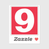 Nummer Negen Rood en Wit Sticker (Vel)
