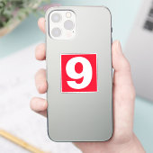 Nummer Negen Rood en Wit Sticker (Telefoon)