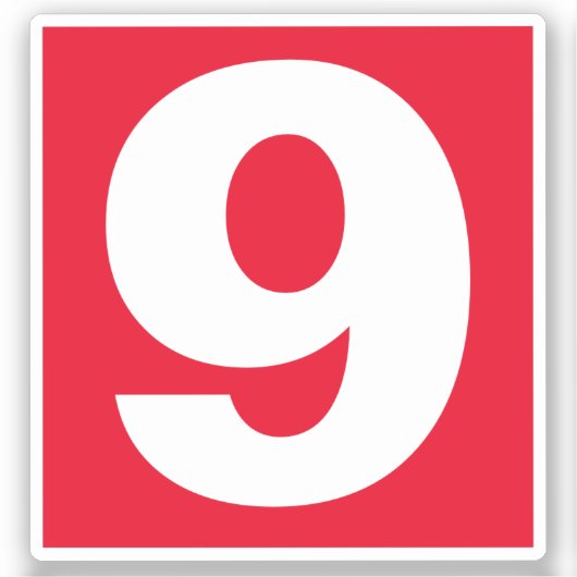 Nummer Negen Rood en Wit Sticker (Voorkant)