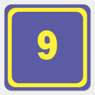 Nummer negen vierkante sticker