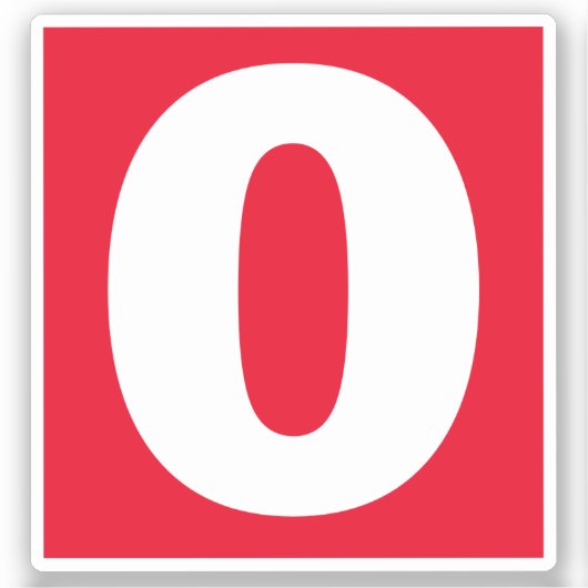 Nummer nul Rood en Witte sticker (Voorkant)