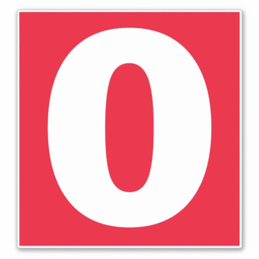 Nummer nul Rood en Witte sticker (Voorkant)