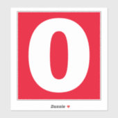 Nummer nul Rood en Witte sticker (Vel)