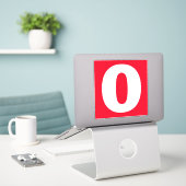Nummer nul Rood en Witte sticker (Laptop op bureau)