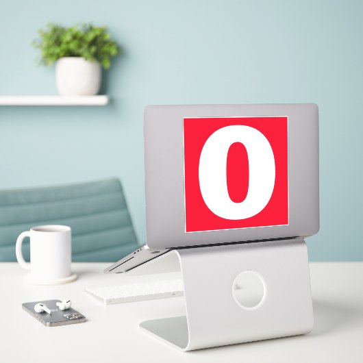 Nummer nul Rood en Witte sticker (Laptop op bureau)