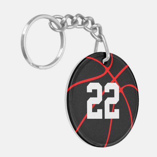 Nummer of Initialen van de Red & Black Basketball  Sleutelhanger (Voorkant Links)