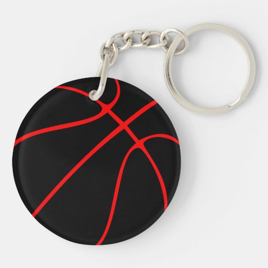 Nummer of Initialen van de Red & Black Basketball Sleutelhanger (Achterkant)