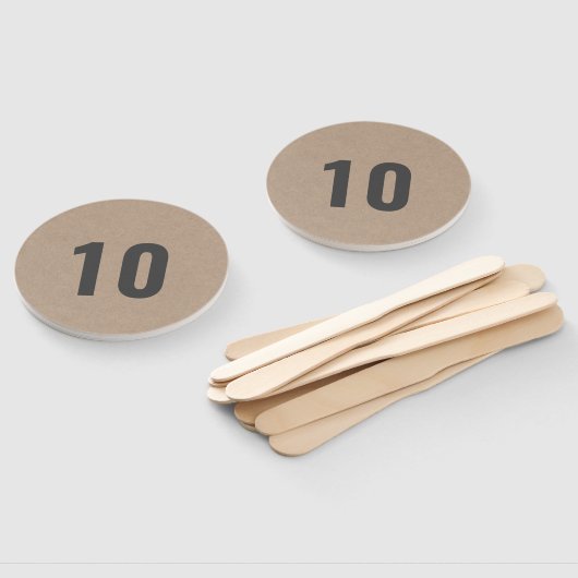 Nummer peddel | Moderne Rustic Kraft Simple Score Handwaaier (Niet-gemonteerd)