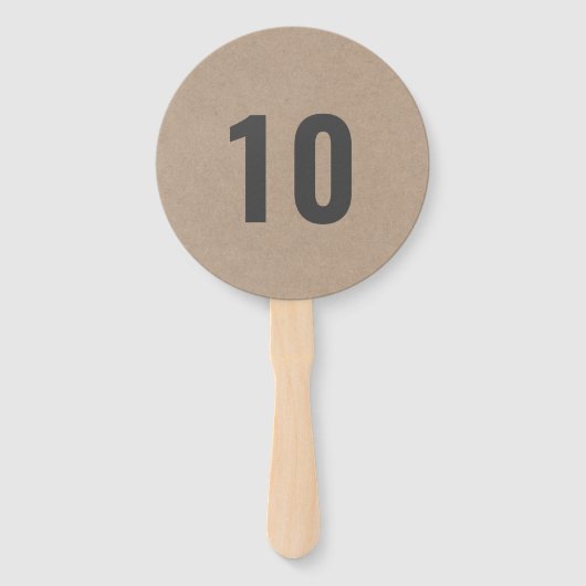 Nummer peddel | Moderne Rustic Kraft Simple Score Handwaaier (Voorkant)