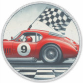  nummer race auto sticker (Voorkant)