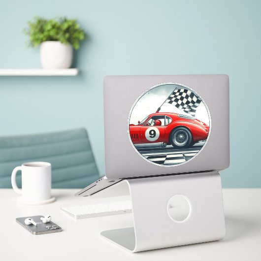  nummer race auto sticker (Laptop op bureau)