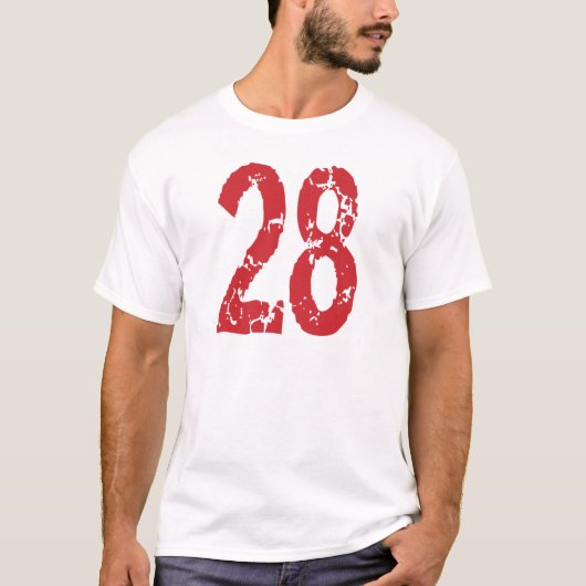 NUMMER RODE GRUNGE STYLE 28 T-SHIRT (Voorkant)
