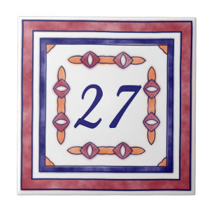 Nummer rood, blauw en Oranje groot huis Tegeltje