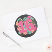 Nummer Sweet 16 16th Birthday Jubileum Party Ronde Sticker (Envelop)