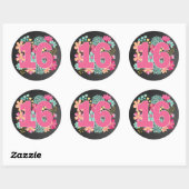Nummer Sweet 16 16th Birthday Jubileum Party Ronde Sticker (Vel)