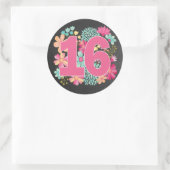Nummer Sweet 16 16th Birthday Jubileum Party Ronde Sticker (Tas)