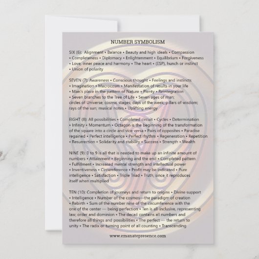 NUMMER SYMBOLISME - Uitnodiging (Achterkant)