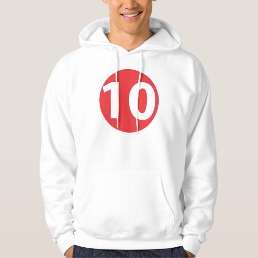 Nummer tien rood hoodie (Voorkant)