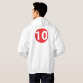 Nummer tien rood hoodie (Achterkant volledig)