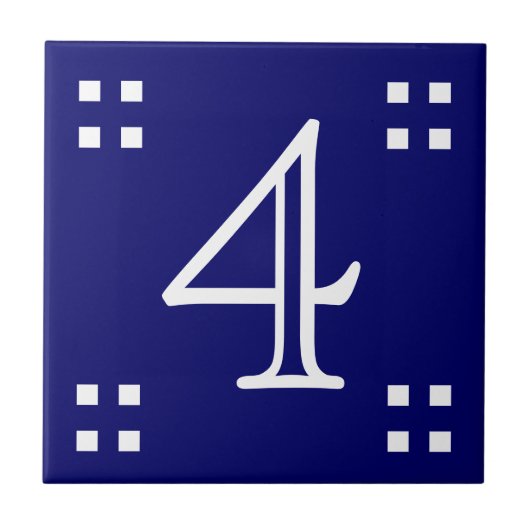 Nummer Tile - Craftsman White op Blue Tegeltje (Voorkant)