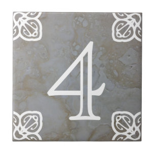 Nummer Tile - Spaans wit op kalksteen Tegeltje