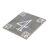 Nummer Tile - Spaans wit op kalksteen Tegeltje (Zijkant)