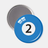 Nummer twee biljartbal koelkast magneet (Voorkant / Achterkant)