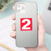 Nummer twee Rood- en witteken Sticker (Telefoon)