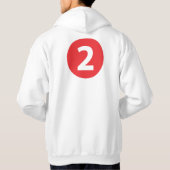 Nummer twee rood hoodie (Achterkant)