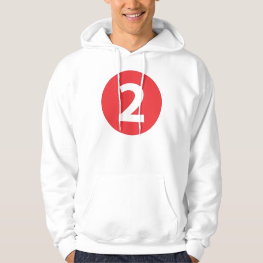 Nummer twee rood hoodie (Voorkant)