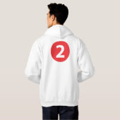 Nummer twee rood hoodie (Achterkant volledig)
