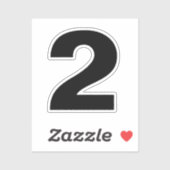 Nummer twee zwarte en witte sticker (Vel)