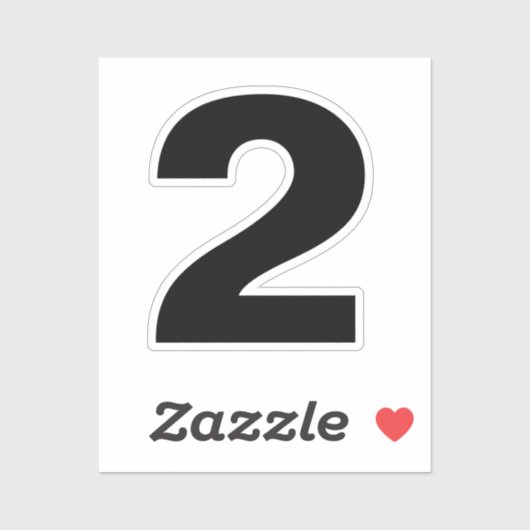 Nummer twee zwarte en witte sticker (Vel)