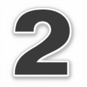 Nummer twee zwarte en witte sticker (Voorkant)