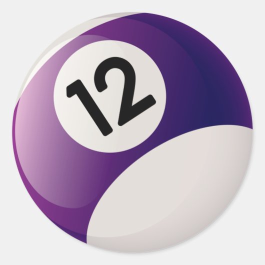 NUMMER TWELVE BILLIARDS BALL RONDE STICKER (Voorkant)