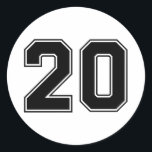 Nummer twintig 20 Sport Font Ronde Sticker<br><div class="desc">Number Twenty 20 Sport Font Sticker Nummer 20 met een scherp,  schoon en vet dubbel geschetst atletisch sportlettertype in zwart-wit. Dit veelzijdige display-lettertype is perfect voor sportbranding,  posters,  labels en nog veel meer. Nummer twintig sticker.</div>