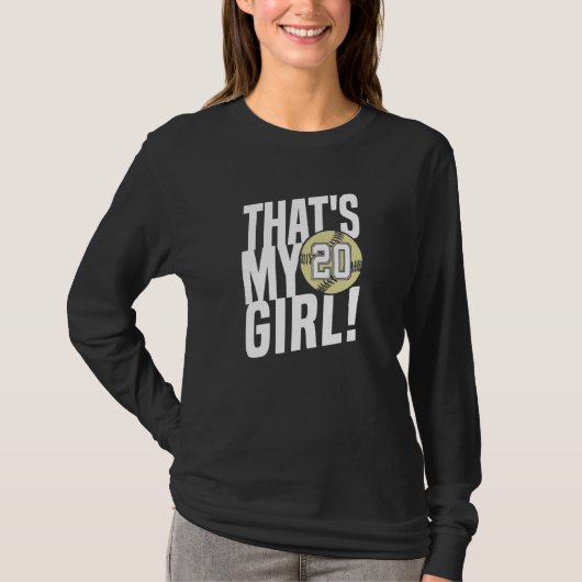 Nummer Twintig Dat Is Mijn Meisje  20 Softbal Moed T-shirt (Voorkant)
