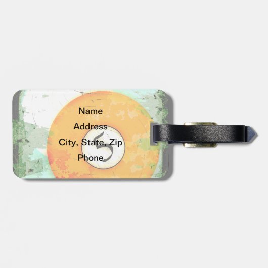 NUMMER VAN DE BILLIARDS BALL 5 BAGAGELABEL (Achterkant horizontaal)