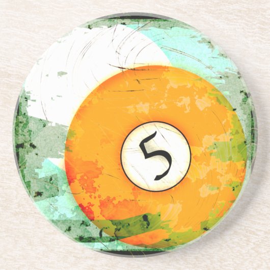 NUMMER VAN DE BILLIARDS BALL 5 ZANDSTEEN ONDERZETTER (Voorkant)