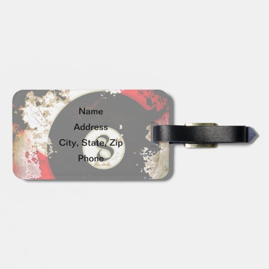 NUMMER VAN DE BILLIARTS 8 BAGAGELABEL (Achterkant horizontaal)