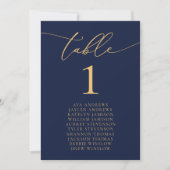 Nummer van de zeepijttafel (Navy Blue & Gold Weddi Kaart (Voorkant)