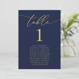 Nummer van de zeepijttafel (Navy Blue & Gold Weddi Kaart