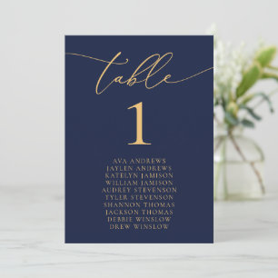 Nummer van de zeepijttafel (Navy Blue & Gold Weddi Kaart