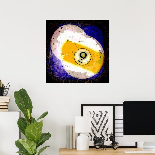 NUMMER VAN HET BILARDS BALL 9 POSTER (Thuiskantoor)