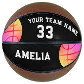 Nummer van het team van de speldenkroze meisjesspe basketbal (Voorkant)