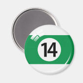 Nummer veertien biljartbal koelkast magneet (Voorkant / Achterkant)