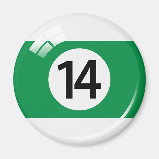 Nummer veertien biljartbal koelkast magneet (Voorkant)