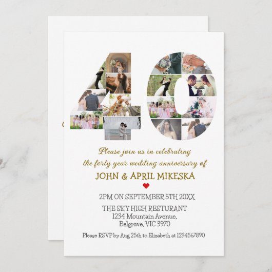 Nummer veertig aangepaste foto bruiloft Jubileum Kaart (Voorkant / Achterkant)