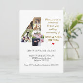 Nummer Vier Custom Photo Wedding Jubileum Kaart (Staand voorkant)