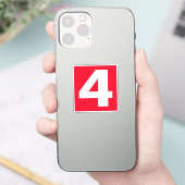 Nummer Vier Rood en Witte Sticker (Telefoon)